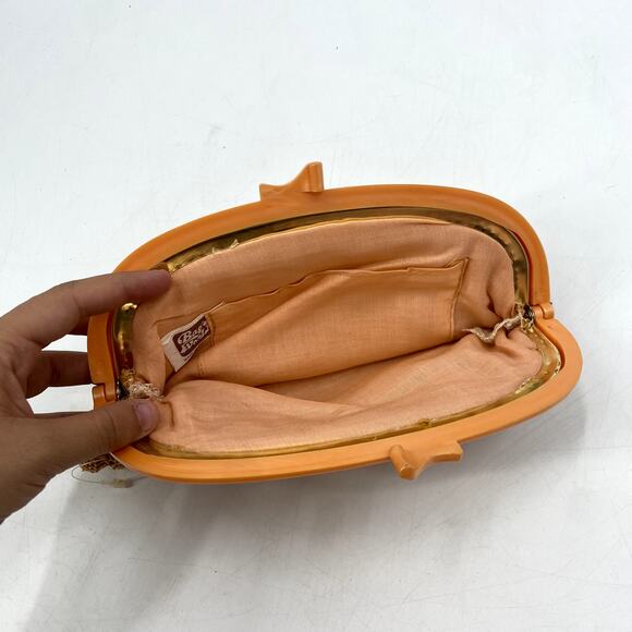 Vintage bag o world weaved orange clutch - Picture 3 of 5